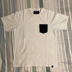 White Tee with Navy Blue Pocket